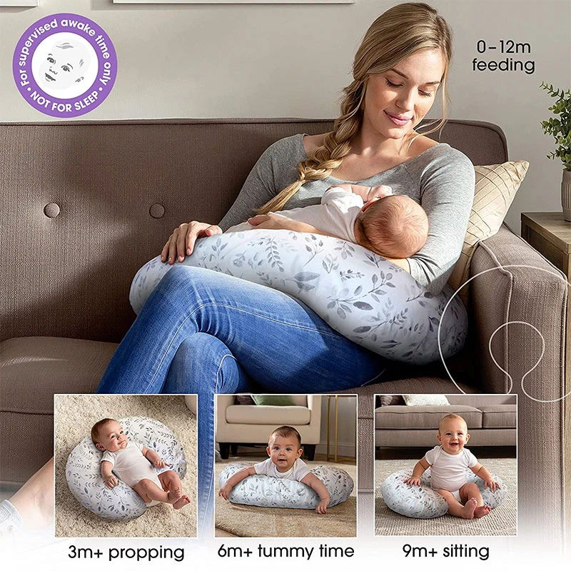 Boppy® Nursing Pillow | Gray Taupe Leaves 2 Boppy® Nursing Pillow | Gray Taupe Leaves - Imagen 2