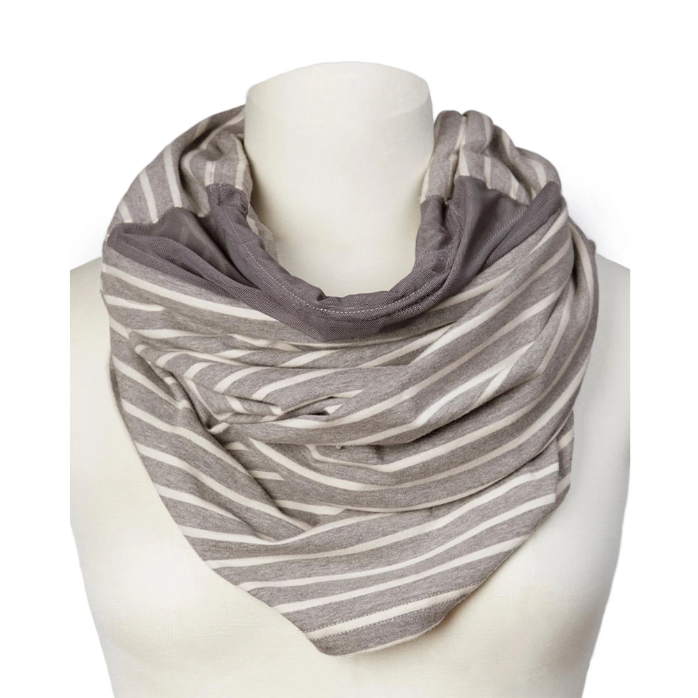 SkipHop Grab & Go Nursing Scarf | Grey Stripe 3 SkipHop Grab & Go Nursing Scarf | Grey Stripe - Imagen 3