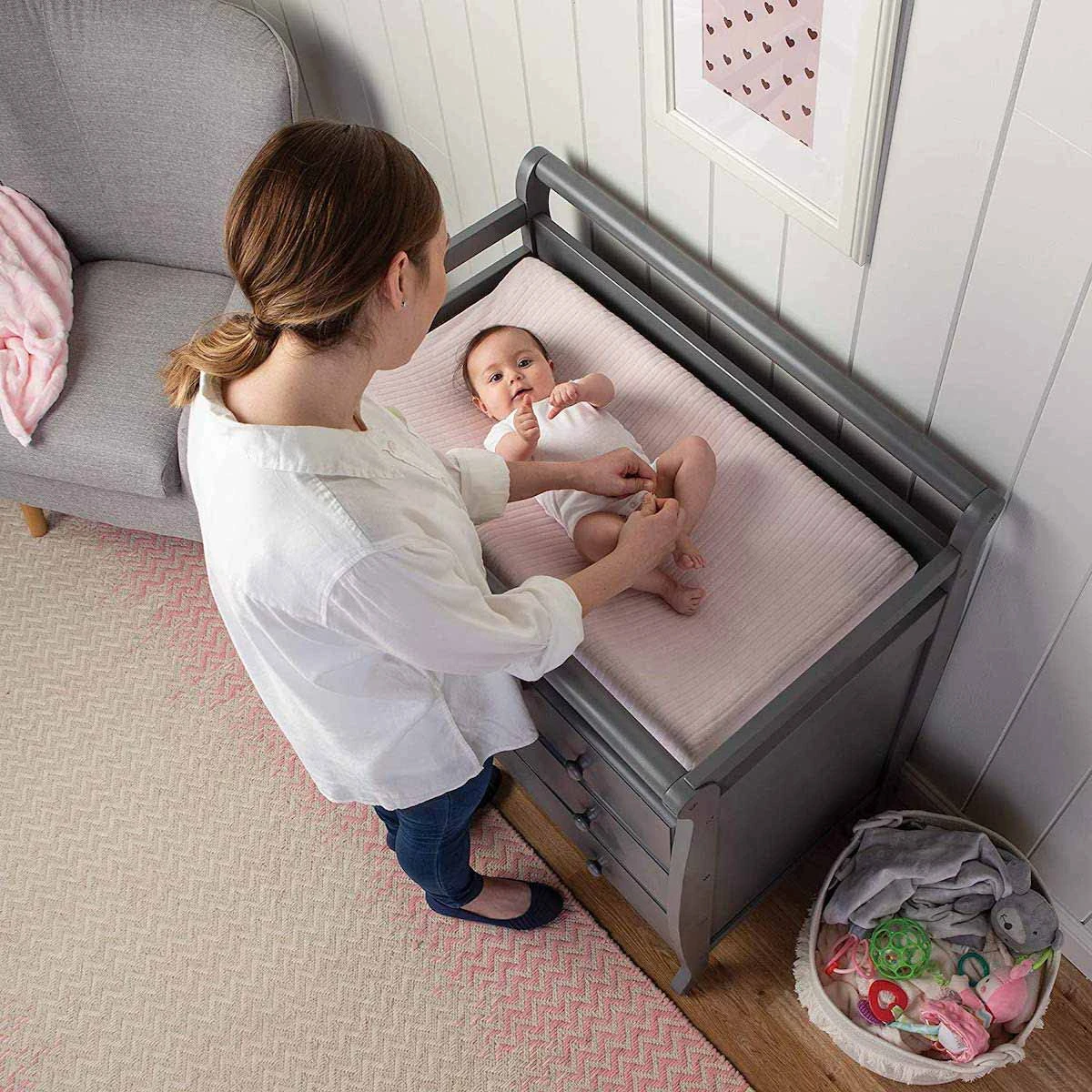 Boppy Changing Pad Cover | Pink Ribbed Winky 2 Boppy Changing Pad Cover | Pink Ribbed Winky - Imagen 2