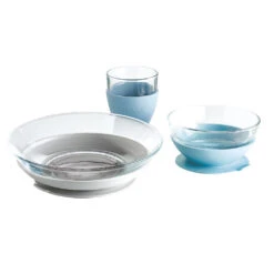 Beaba 3Pc Glass Suction Baby Feeding Set | Rain